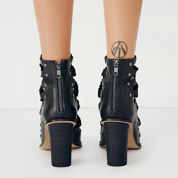 Free People Collection Pember black leather studded lace-up heels - Picture 2 of 13